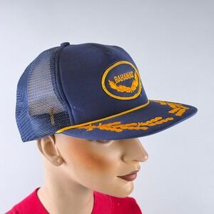 Unbranded Bahamas Trucker Hat Men One Size Blue Scrambled Eggs Snapback Mesh